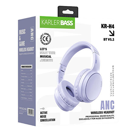Karler Bass KRH4 ANC Kablosuz Kulak Üstü Kulaklık - Mavi