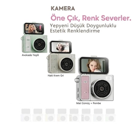 Evimdeyokyok Mini Vlog Kamera Video Kamera Yeşil 2K HD Vlog Kamera