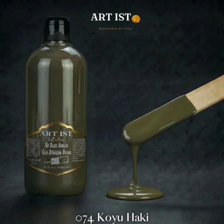 ART IST Geri Dönüşüm Su Bazlı Akrilik Boya 500 ml - 074 Koyu Haki Yeşil