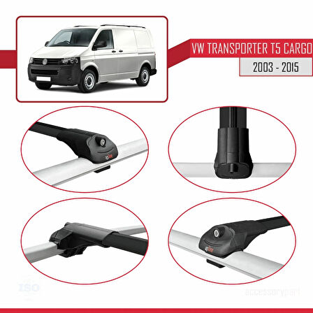 Volkswagen T5 Transporter 2003-2015 Arası ile Uyumlu ACE-1 Ara Atkı Tavan Barı Siyah 2 Adet