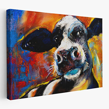 İnek Portresi Modern Sanat Dekoratif Kanvas Duvar Tablo-6521