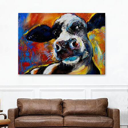 İnek Portresi Modern Sanat Dekoratif Kanvas Duvar Tablo-6521