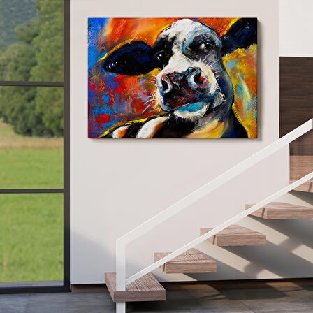 İnek Portresi Modern Sanat Dekoratif Kanvas Duvar Tablo-6521
