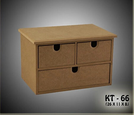 Ahşap Boyanabilir 3 Çekmeceli Takı-makyaj-aksesuar Dekoratif Organizer Kutu