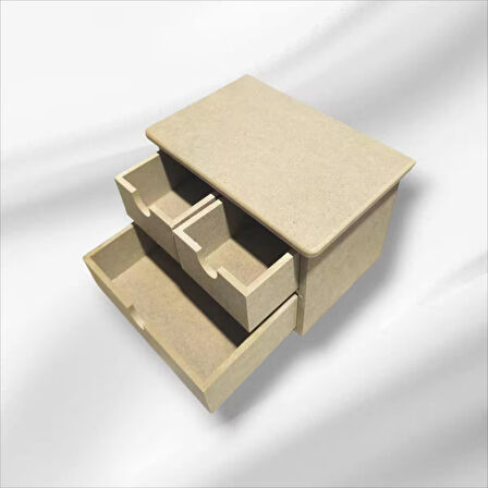 Ahşap Boyanabilir 3 Çekmeceli Takı-makyaj-aksesuar Dekoratif Organizer Kutu