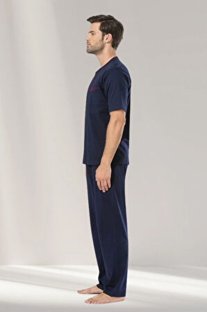 Erkek Lacivert Bordo Renk Alternatifli  3 lü Pijama Takımı