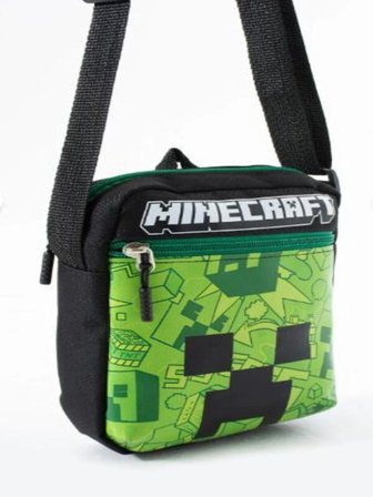 TRG POLO Minecraft Creeper Çocuk Omuz Çantası –3 Bölmeli–Su Geçirmez Kumaş(21×16×6 cm)