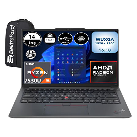 Thinkpad E14 Gen 5 21JR0009TX-EP8 Ryzen 5 7530U 16 GB Ram 2 Tb SSD 14" Wuxga Windows 11 Pro + Elektropasaj Çanta