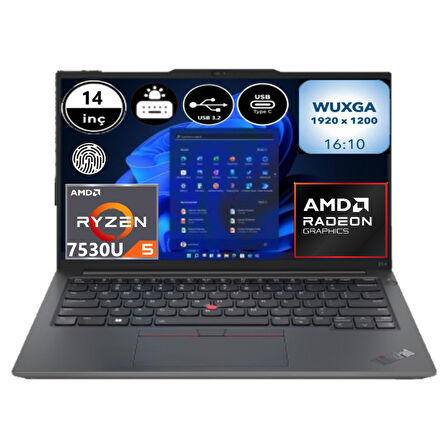 Thinkpad E14 Gen 5 21JR0009TX-EP8 Ryzen 5 7530U 16 GB Ram 2 Tb SSD 14" Wuxga Windows 11 Pro + Elektropasaj Çanta