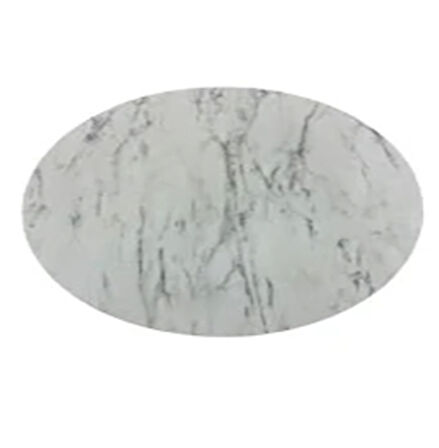 KATLANABİLİR METAL AYAKLI AHŞAP YER SOFRASI TEPSİ SİNİ BEYAZ MERMER DESEN - 100 cm