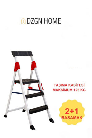 Extra Dayanıklı 2+1 Özel Tasarım Hafif, Kaymaz, Metal Basamaklı Katlanır Merdiven