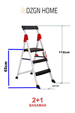 Extra Dayanıklı 2+1 Özel Tasarım Hafif, Kaymaz, Metal Basamaklı Katlanır Merdiven