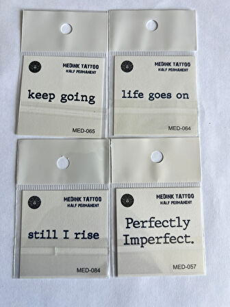 Slogan 4 Adet Birden Minimal 3 Hafta Kalıcı Geçici Dövme Seti