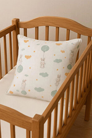 More Home Müslin Bebek Yastık Kılıfı % 100 Pamuklu Tafşanlı Bolonlu 35X45