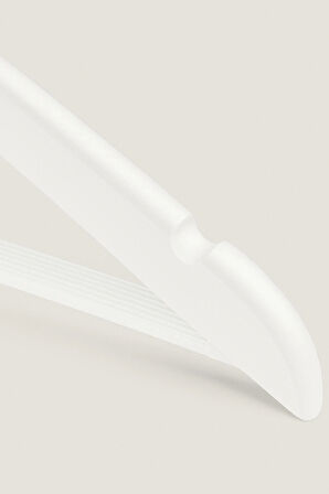 Teknor-Prado 24 Adet Ahşap Görünümlü Plastik A Kalite Beyaz Stil Elbise Askısı