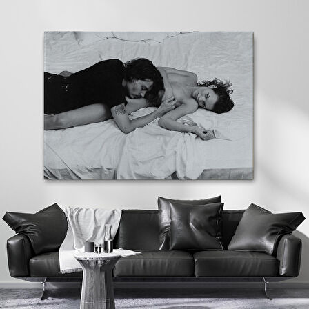 Johnny Depp ve Kate Moss Duvar Tablosu, Siyah Beyaz-6525