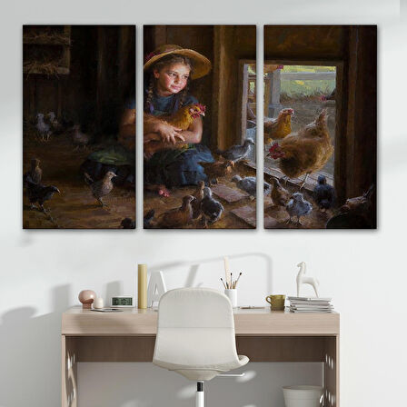 KümesÜÇi Küçük Kız Çocuğu Dekoratif Duvar Tablosu-6527