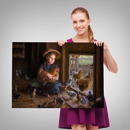 KümesÜÇi Küçük Kız Çocuğu Dekoratif Duvar Tablosu-6527