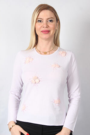 SUDE KADIN SWAROVSKİ TAŞ BONCUK İŞLEMELİ EL İŞİ İTHAL TRİKO 7164