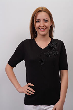SUDE KADIN BONCUK İŞLEMELİ EL İŞİ İTHAL TRİKO 7124