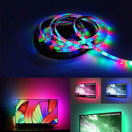 electroon Bluetooth Kumandalı TV Arkası Rgb USB Şerit LED 5Metre