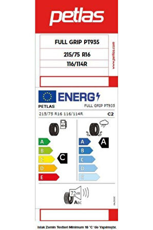 Petlas 215/75 R16C 116/114R 10PR Fullgrip PT935 Kış Lastiği 2024 Üretim