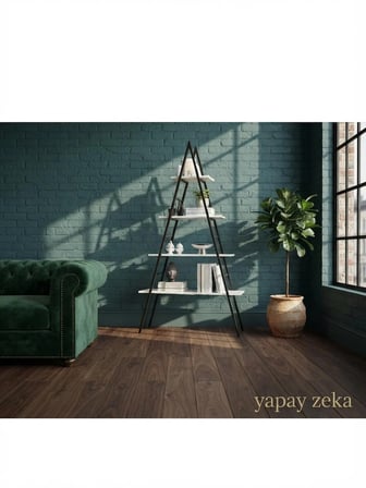 Elegance Dekoratif Piramit Kitaplık 4 Raflı