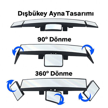 Coofbe Dışbükey Geniş Açılı Araç Dikiz Aynası Ayarlanabilir Kör Nokta Aynası Araç İçi Kontrol Aynası