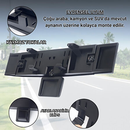 Coofbe Dışbükey Geniş Açılı Araç Dikiz Aynası Ayarlanabilir Kör Nokta Aynası Araç İçi Kontrol Aynası