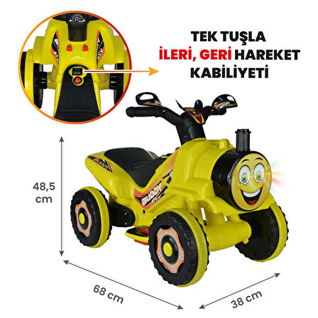 Uj Toys Müzikli ve Led Işıklı Akülü Atv 6V Buddy-Sarı