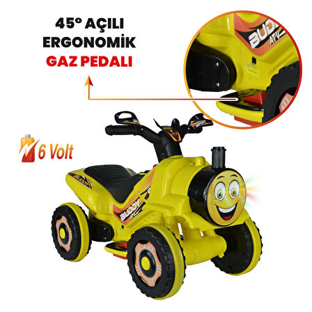 Uj Toys Müzikli ve Led Işıklı Akülü Atv 6V Buddy-Sarı