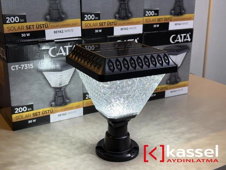 KASSEL AYDINLATMA CT-7315 30W Solar Bahçe Lambası Set Üstü Dış Mekan Aydınlatma Armatürü 6400K Beyaz Işık