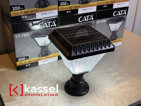 KASSEL AYDINLATMA CT-7315 30W Solar Bahçe Lambası Set Üstü Dış Mekan Aydınlatma Armatürü 6400K Beyaz Işık