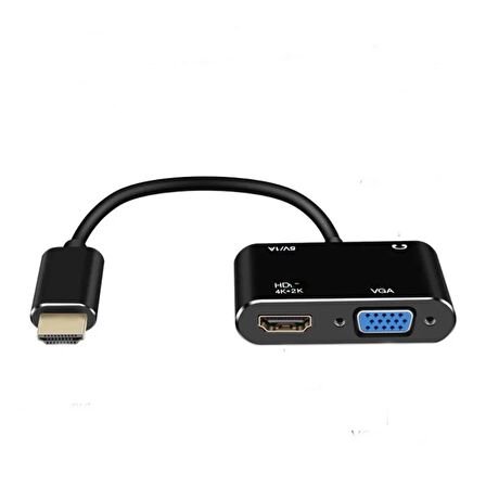 Pmr Hdmi to Hdmi -Vga Çevirici Adaptör Ses Çıkışlı