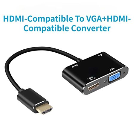 Pmr Hdmi to Hdmi -Vga Çevirici Adaptör Ses Çıkışlı