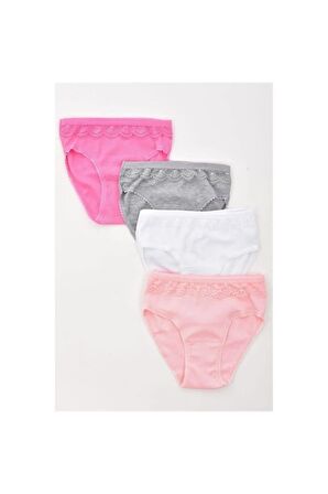 Kız Çocuk Dantelli Slip Külot 4'lü