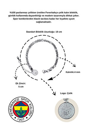 Fenerbahçe Orijinal Lisanslı Çelik İnce Bileklik