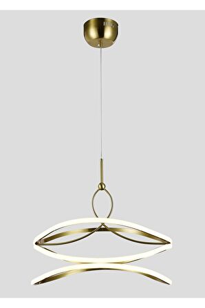 Tekli Sarkıt Avize- Gold Altın Rengi Led Avize - Salon Avizesi Ledli Avize 50*50 Cm