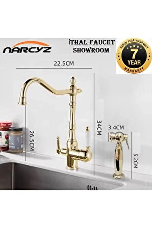 Mutfak Evye Bataryası Dual Flow Su Arıtma Çıkışlı Bide Fiskiyeli Altın Dore 7 Yıl Garantili Ithal