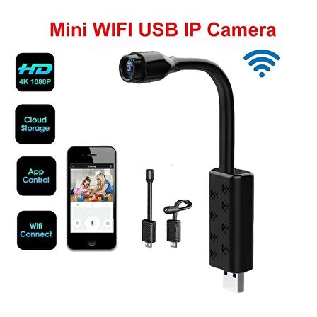 Wifi İp Kablosuz Mini Usb Hareket Algılama Elastik Güvenlik Kamera 32 GB Hafıza Kartı Hediyeli