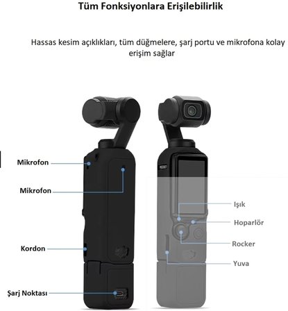 DJI Osmo Pocket 3/4 Aksesuar Seti (Silikon Kılıf, El Bilekliği, Lens Koruyucu ve Ekran Koruyucu)