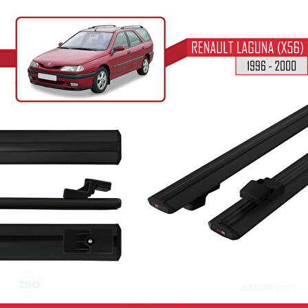 Renault Laguna (X56) SW 1996-2000 Arası ile Uyumlu BASIC Model Ara Atkı Tavan Barı Siyah 2 Adet