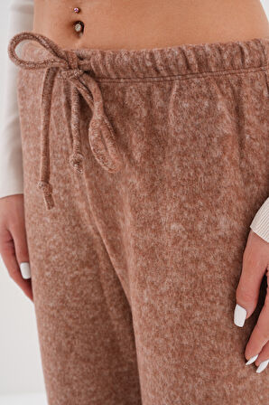 Kadın Yumoş Pantolon Beli Lastikli Cepli Bol Örme Pantolon YUMOŞ PANTOLON