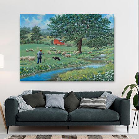 Akarsu Kenarındakı Rus Köylü Dekoratif Duvar Tablosu-6534