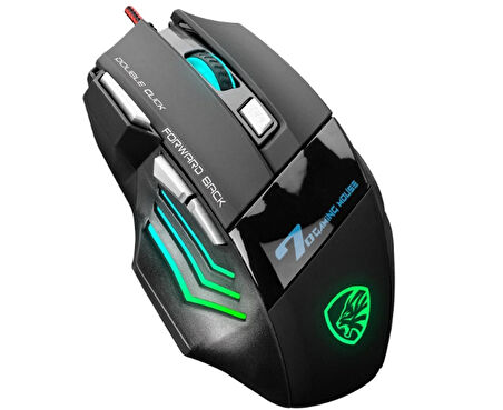 HY-X7 Gamy Siyah Profesyonel Gaming Oyuncu Mouse Optik 3200 DPI LED USB Işıklı Mouse