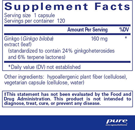 Pure Encapsulations Ginkgo 50 160 mg 120 Kapsül 