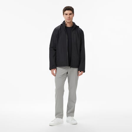 Nautica Erkek Siyah Regular Fit Dik Yaka Gizli Kapüşonlu Su İtici Yağmurluk