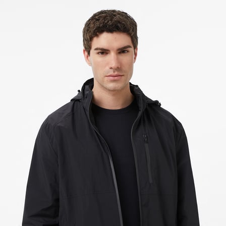 Nautica Erkek Siyah Regular Fit Dik Yaka Gizli Kapüşonlu Su İtici Yağmurluk