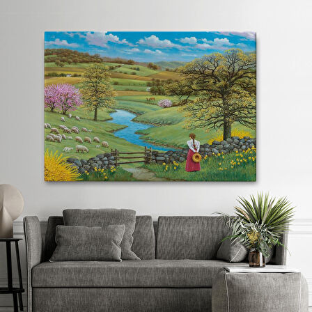 Akarsu Kenarındakı Rus Köylü Kızı Dekoratif Duvar Tablosu-6536