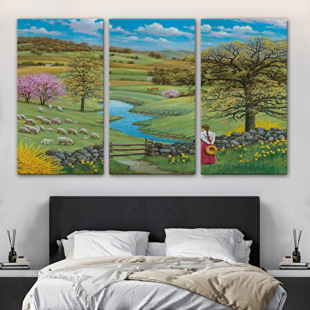 Akarsu Kenarındakı Rus Köylü Kızı Dekoratif Duvar Tablosu-6536